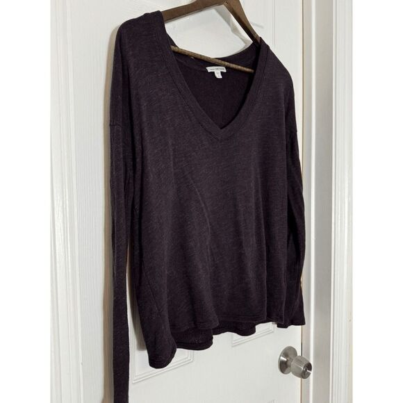 James Perse 2 M Purple Long Sleeve Cotton Tissue Tee Top - Picture 2 of 6